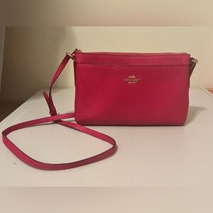 Coach crossgrain leather East West crossbody bag